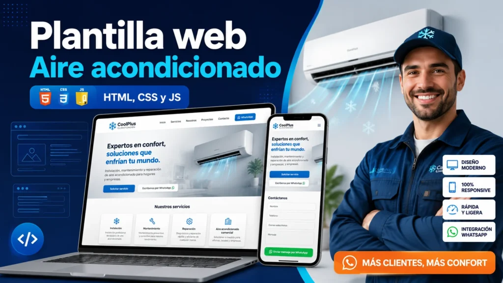 Plantilla web para un negocio de aire acondicionado